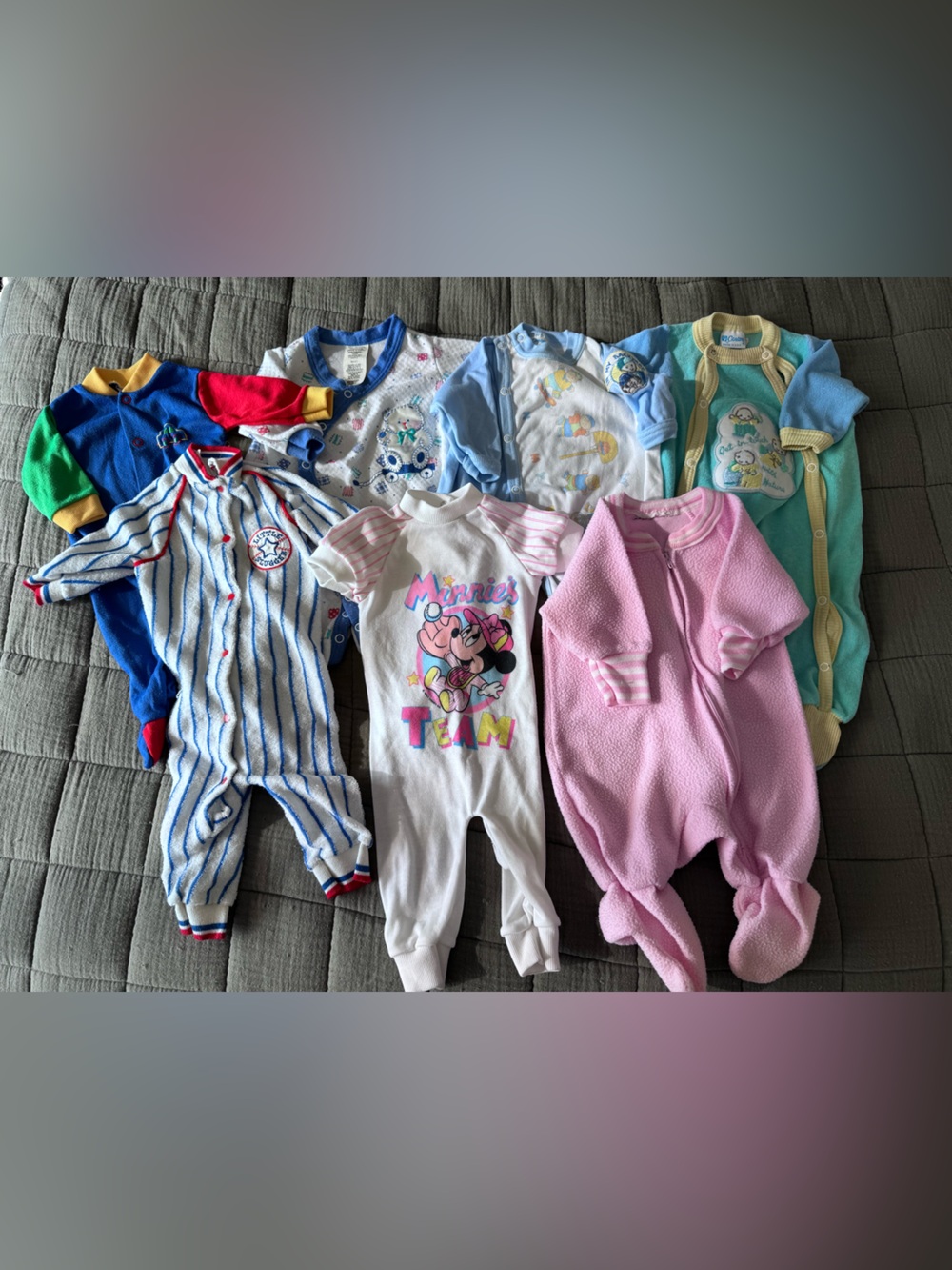 LOT of Vintage Baby Clothes Sleepers Footed Pajamas Small Medium 0-3 Months